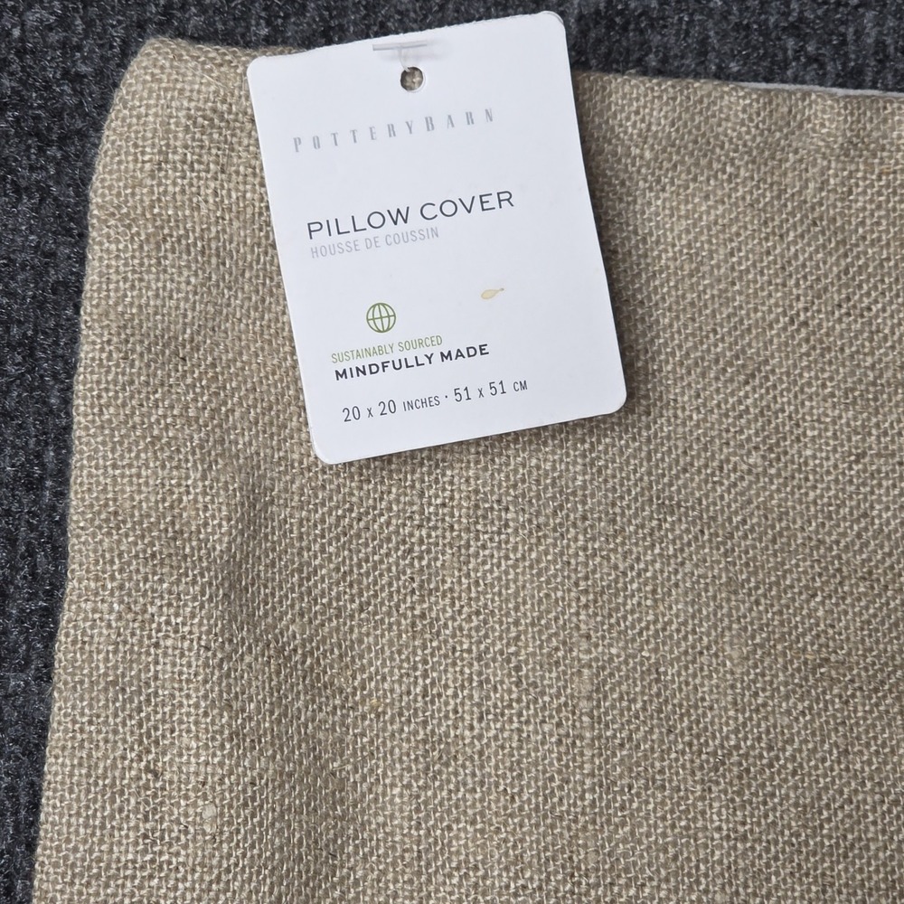 Pottery Barn Linen Cotton Ivory Velvet Pillow Cover 20 x 20 inches - Picture 6 of 6